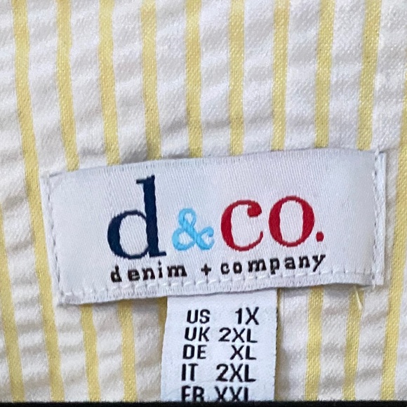 Denim & co yellow seersucker shirt dress size 1X - Picture 4 of 9